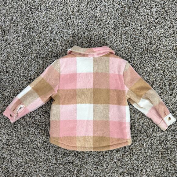 Old Navy Pink Brown Plaid Shacket | 2T - Picture 3 of 5